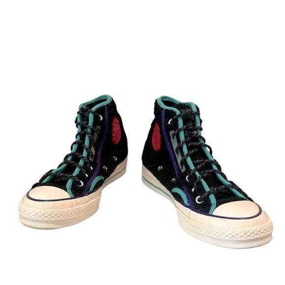 Converse Chuck 70 High Retro Sherpa Black & Blue Sneakers W7.5/M5.5 - Picture 3 of 7